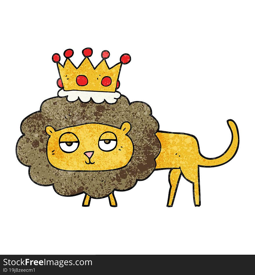 Textured Cartoon Lion With Crown