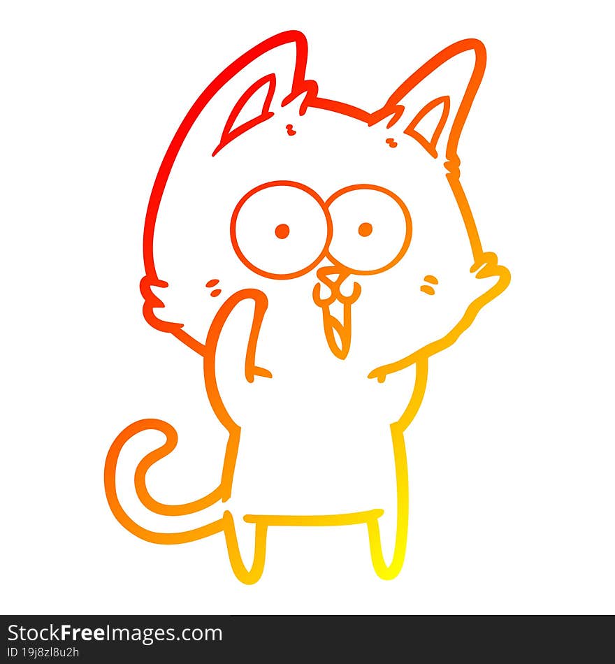 warm gradient line drawing funny cartoon cat