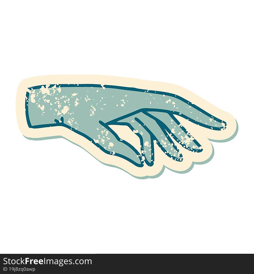 iconic distressed sticker tattoo style image of a hand. iconic distressed sticker tattoo style image of a hand