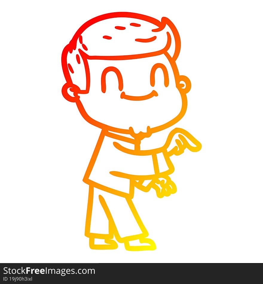 warm gradient line drawing cartoon friendly man