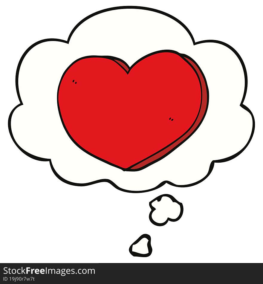 cartoon love heart with thought bubble. cartoon love heart with thought bubble