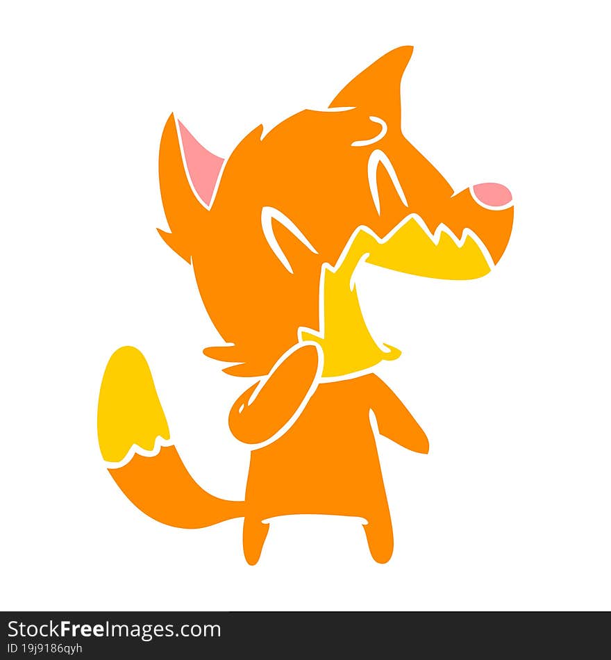 laughing fox flat color style cartoon