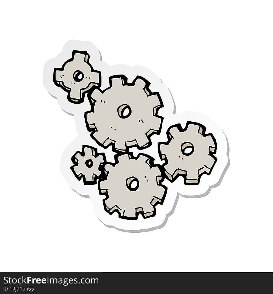 Sticker Of A Cartoon Cogs And Gears