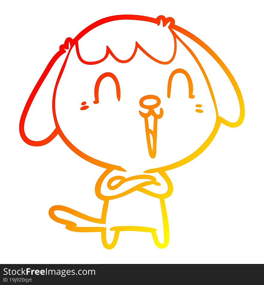 Warm Gradient Line Drawing Cute Cartoon Dog