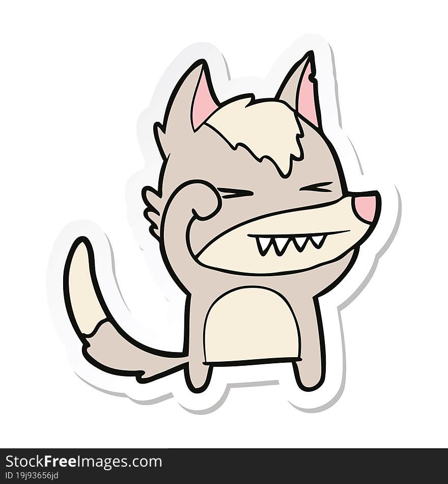 sticker of a tired wolf cartoon