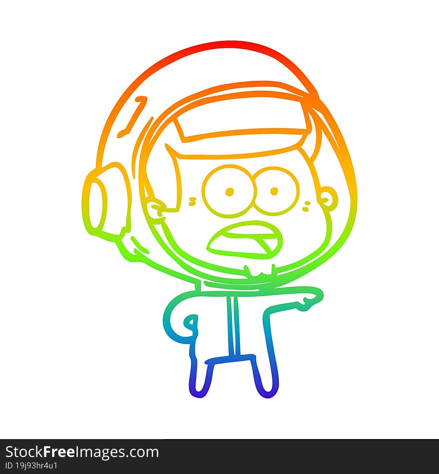 rainbow gradient line drawing cartoon surprised astronaut