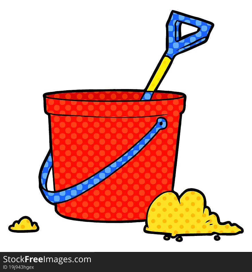 cartoon bucket and spade. cartoon bucket and spade