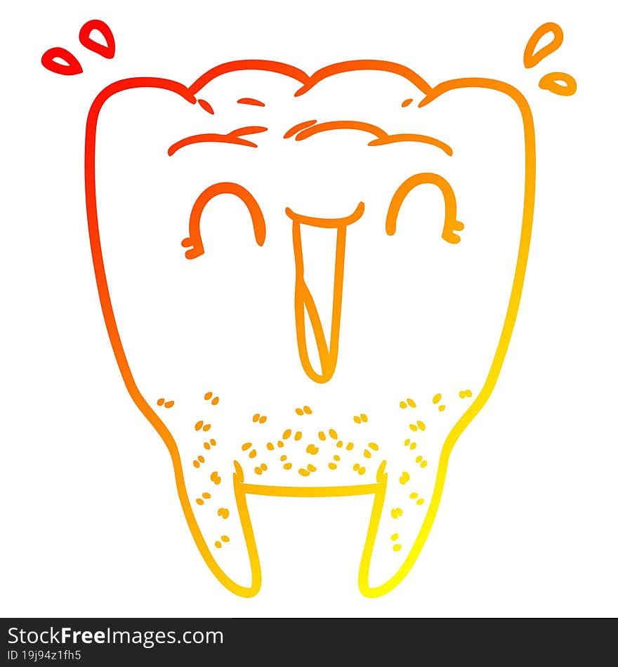 warm gradient line drawing cartoon happy tooth