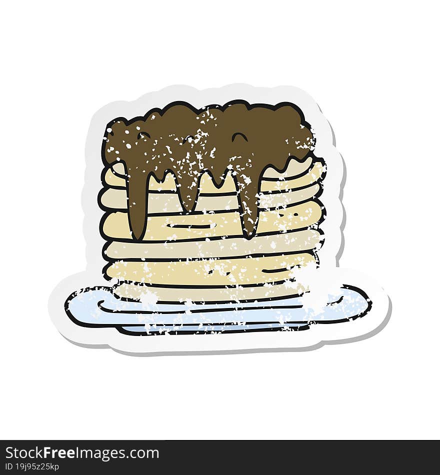 retro distressed sticker of a cartoon pancake stack