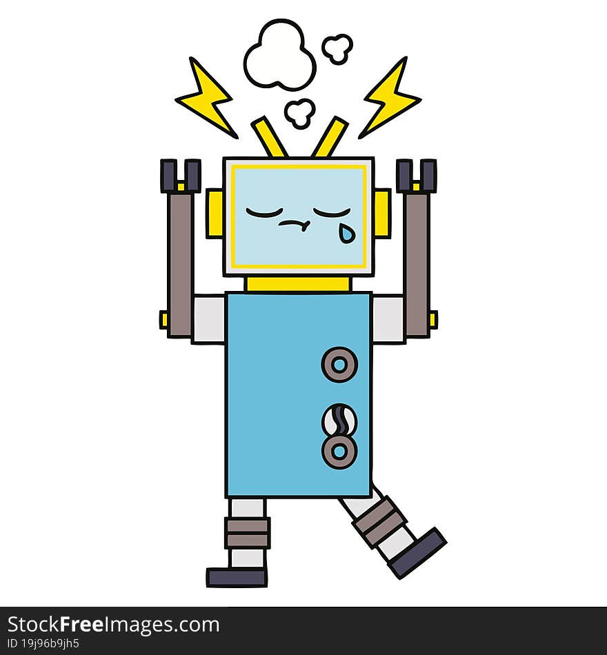 cute cartoon of a crying robot. cute cartoon of a crying robot