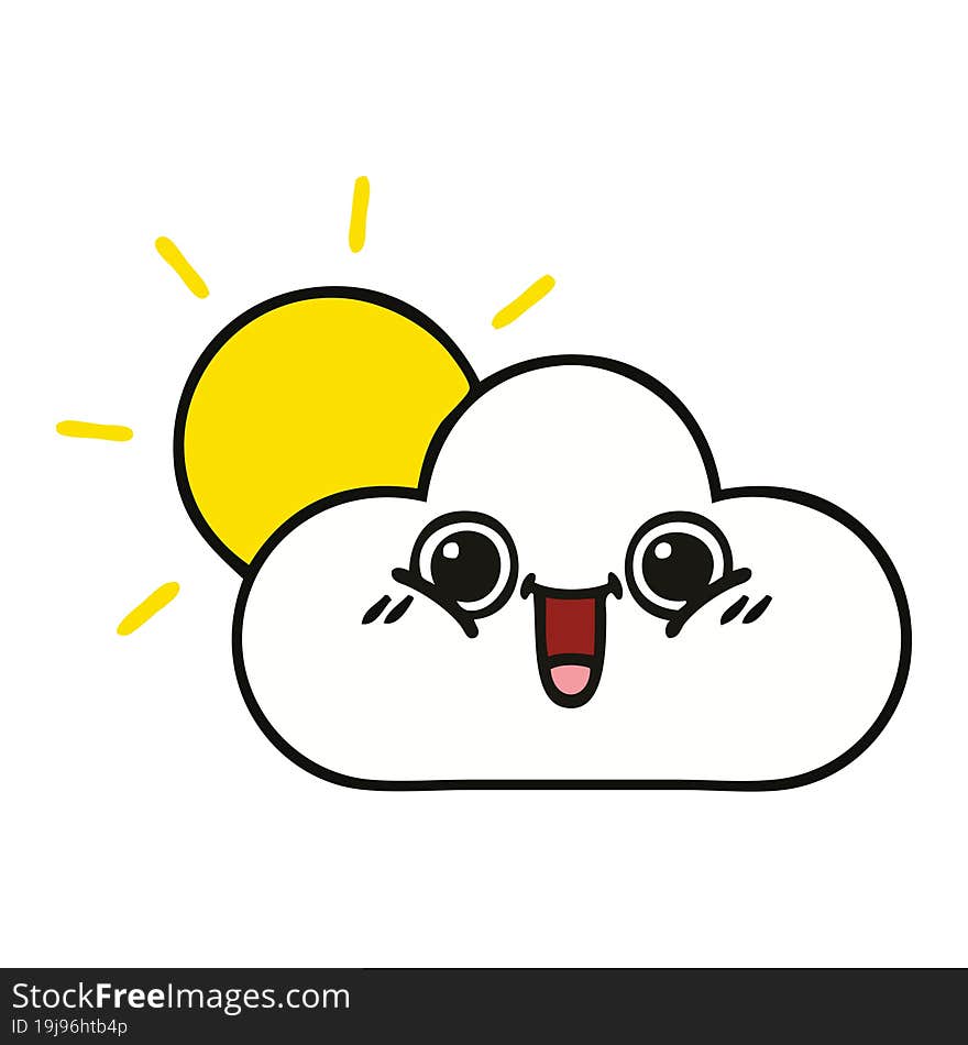 cute cartoon sun and cloud