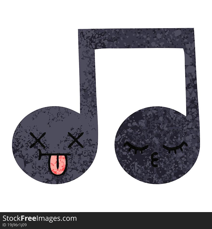 retro illustration style cartoon of a musical note