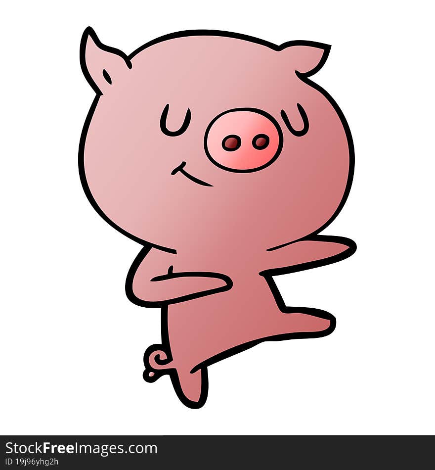 happy cartoon pig dancing. happy cartoon pig dancing