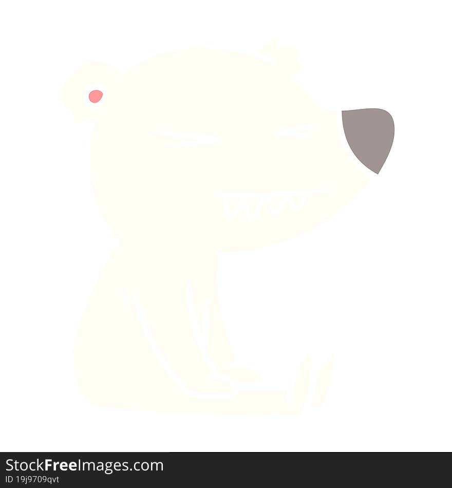 angry polar bear flat color style cartoon