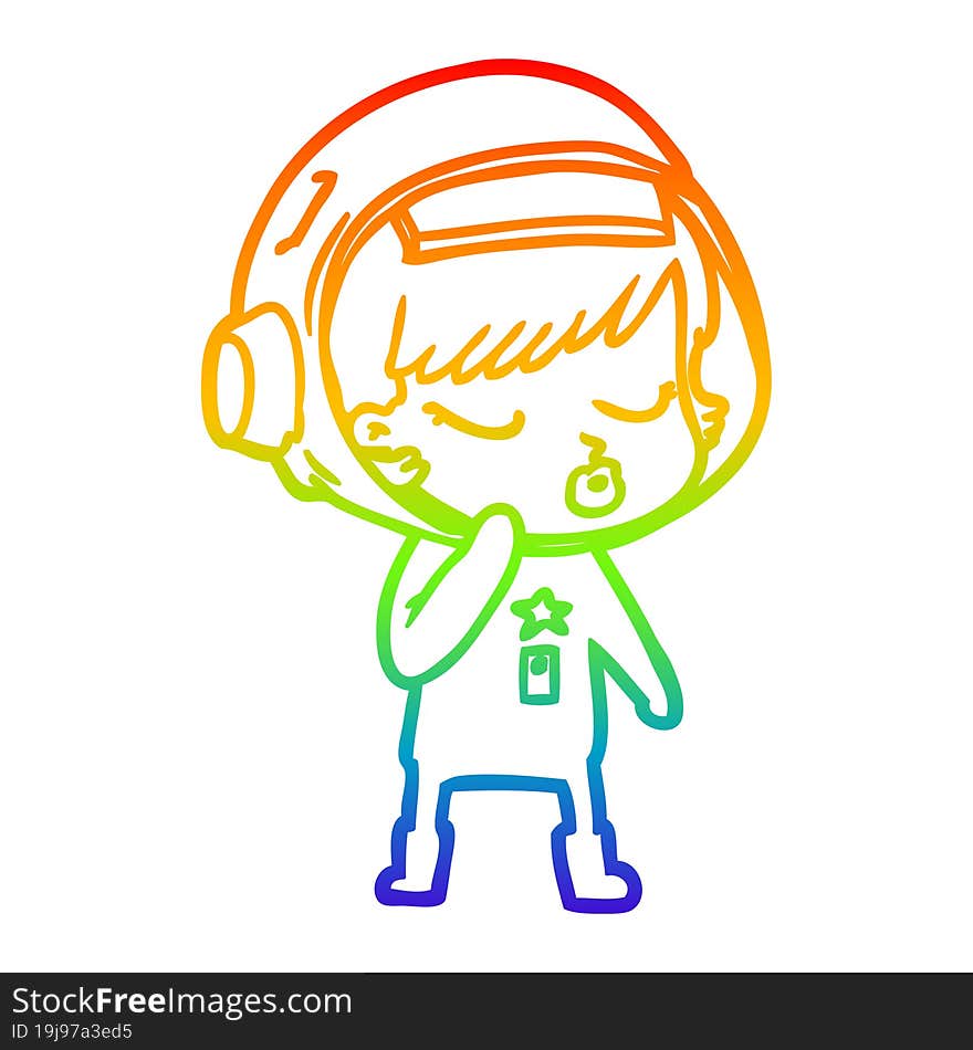 rainbow gradient line drawing cartoon pretty astronaut girl