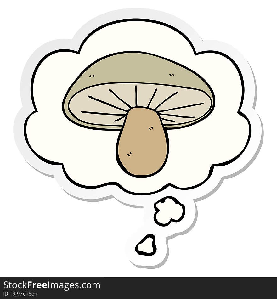 cartoon mushroom and thought bubble as a printed sticker