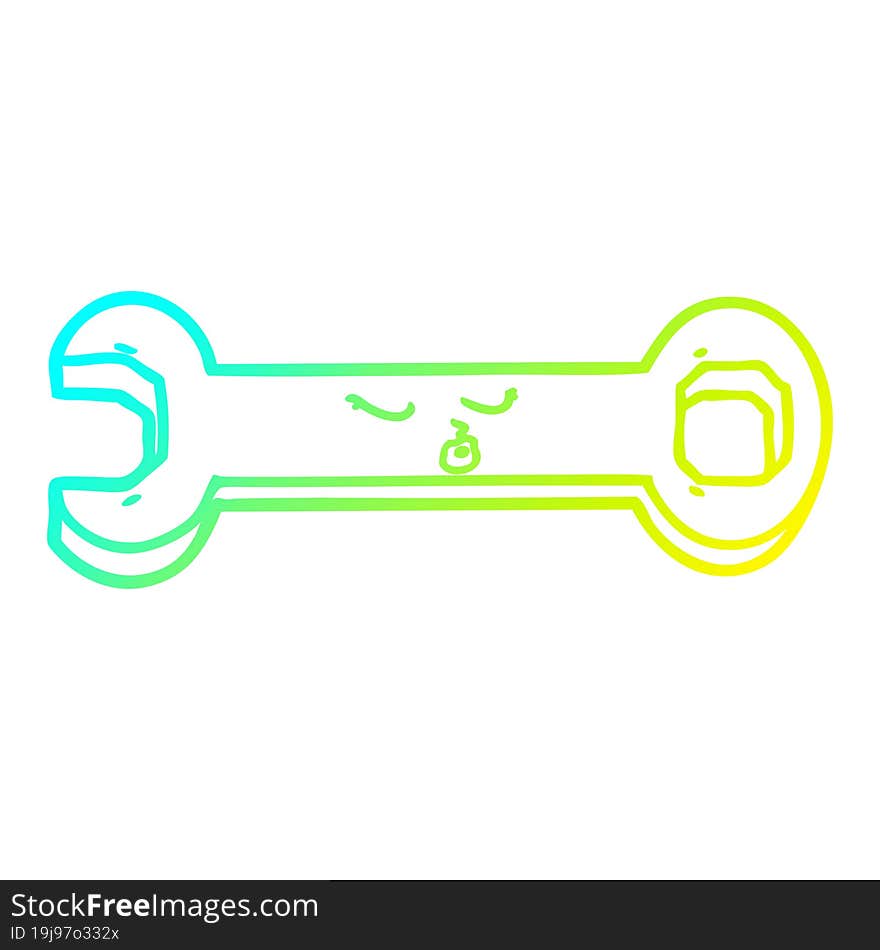 cold gradient line drawing cartoon spanner