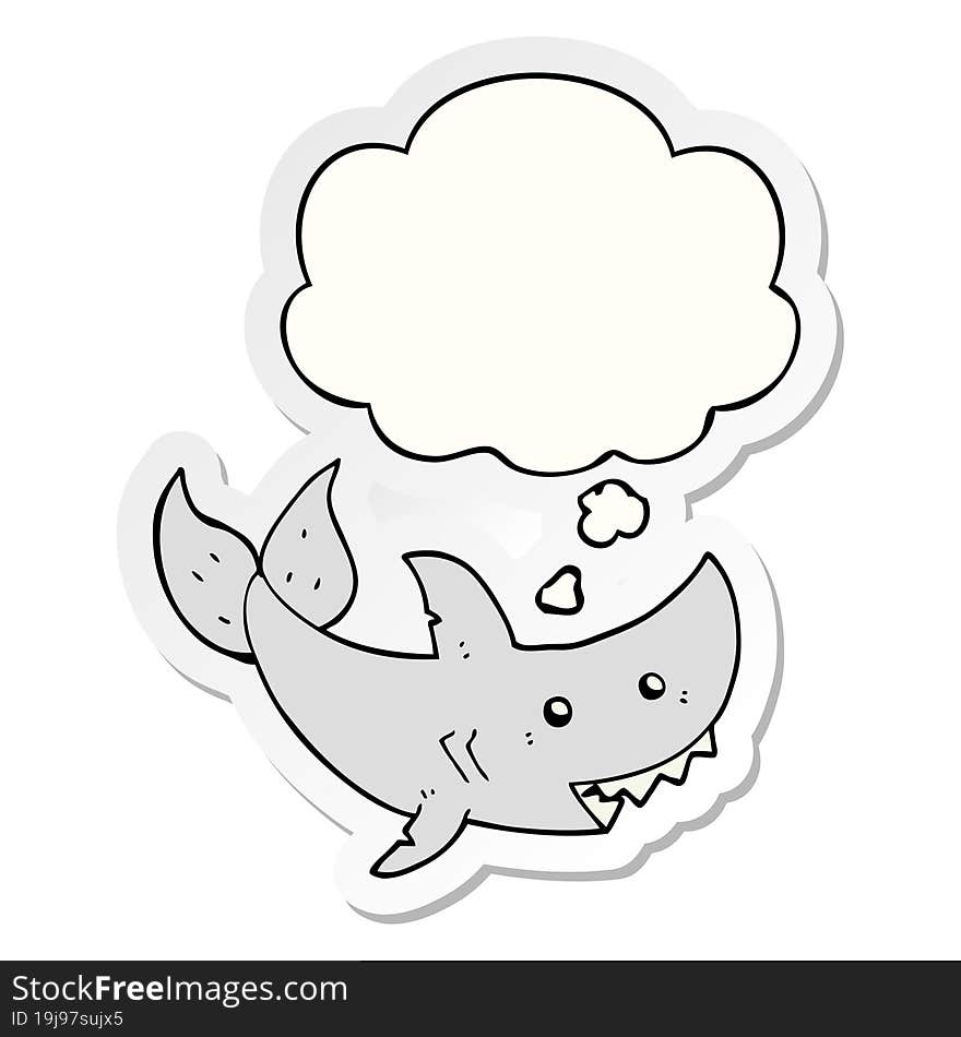 cartoon shark and thought bubble as a printed sticker