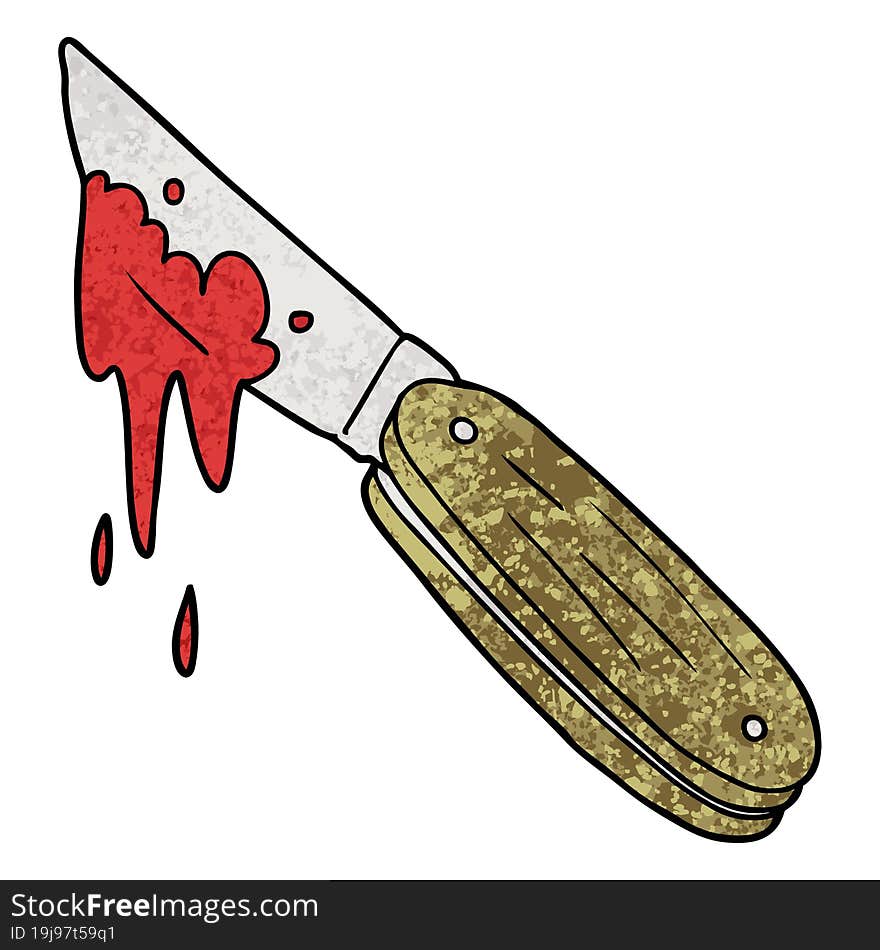 cartoon bloody knife. cartoon bloody knife