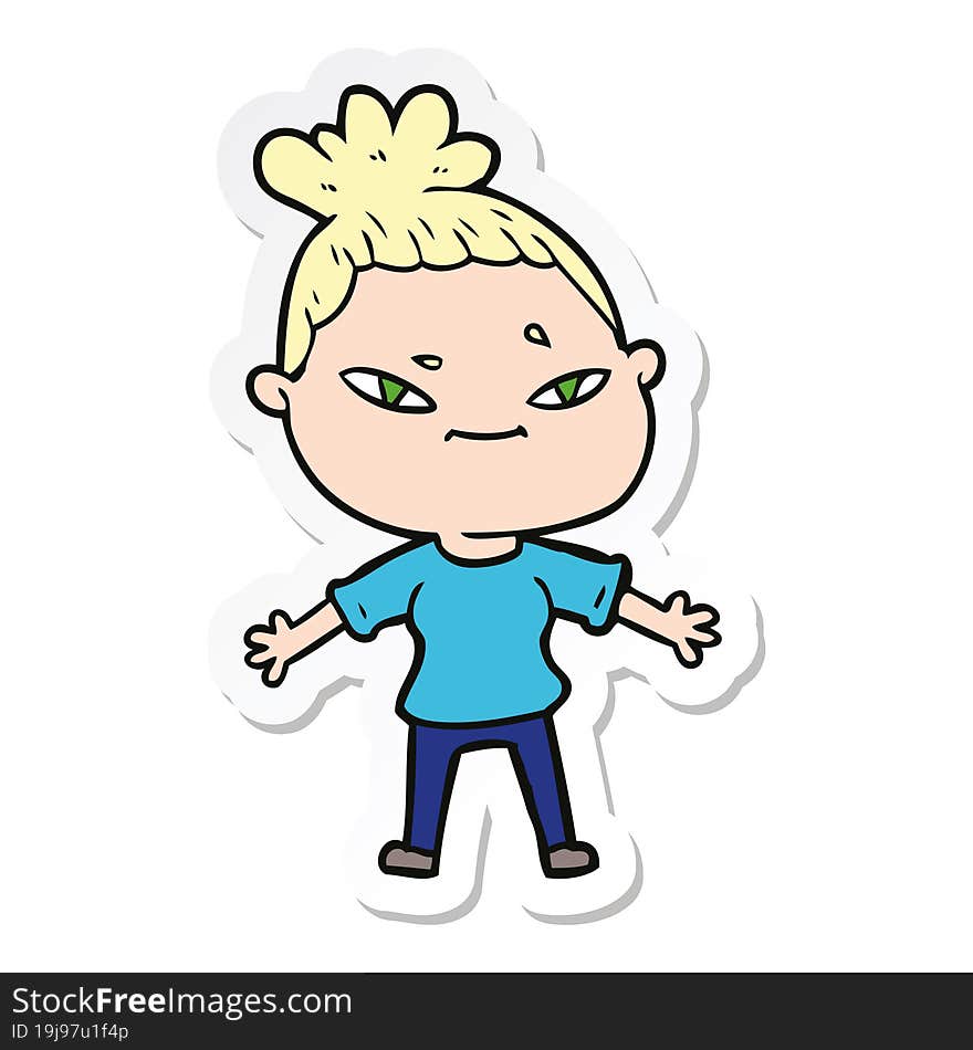 sticker of a cartoon woman