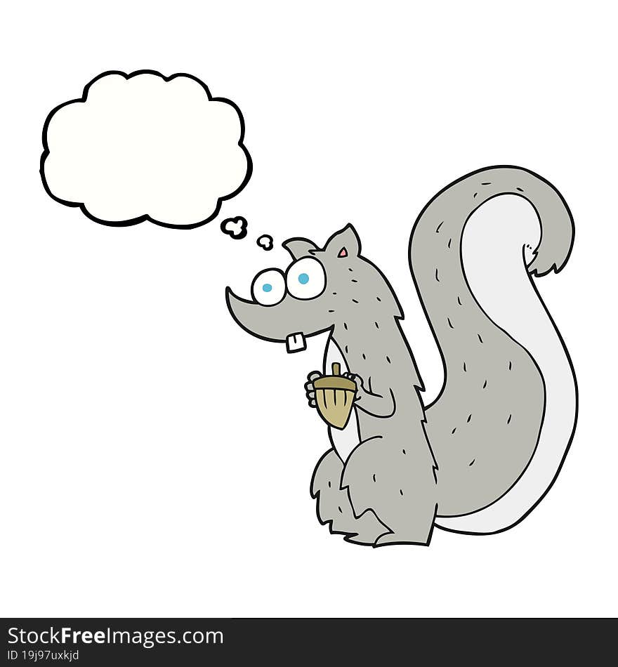 Thought Bubble Cartoon Squirrel With Nut