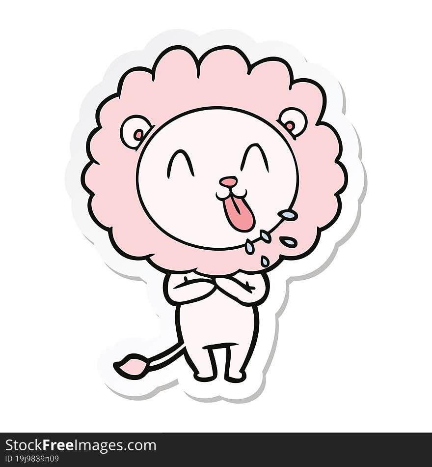 sticker of a happy cartoon lion