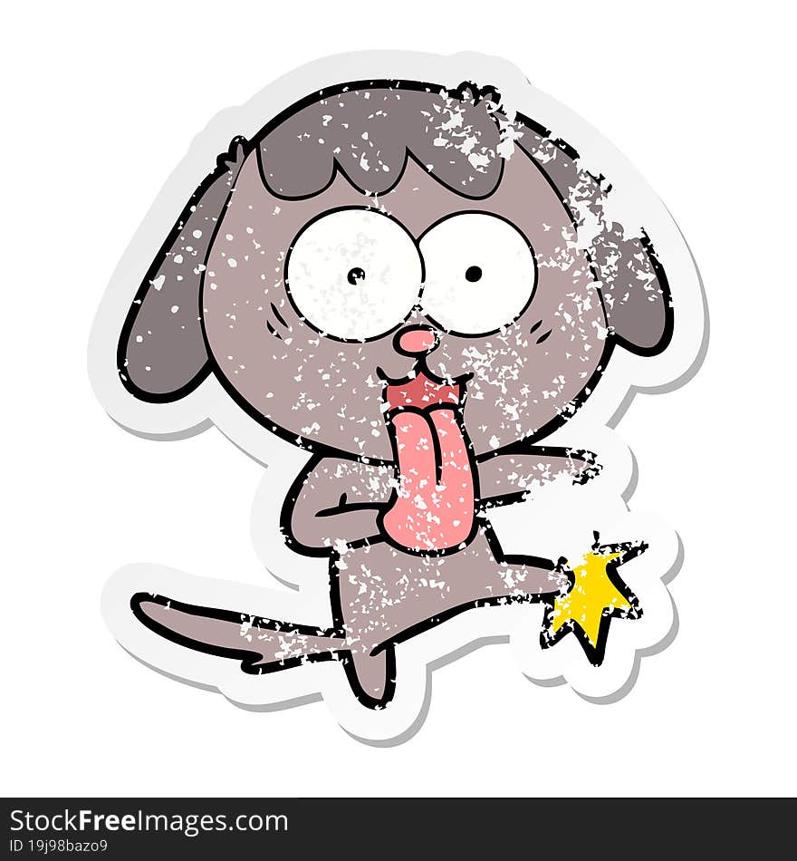 Distressed Sticker Of A Cute Cartoon Dog