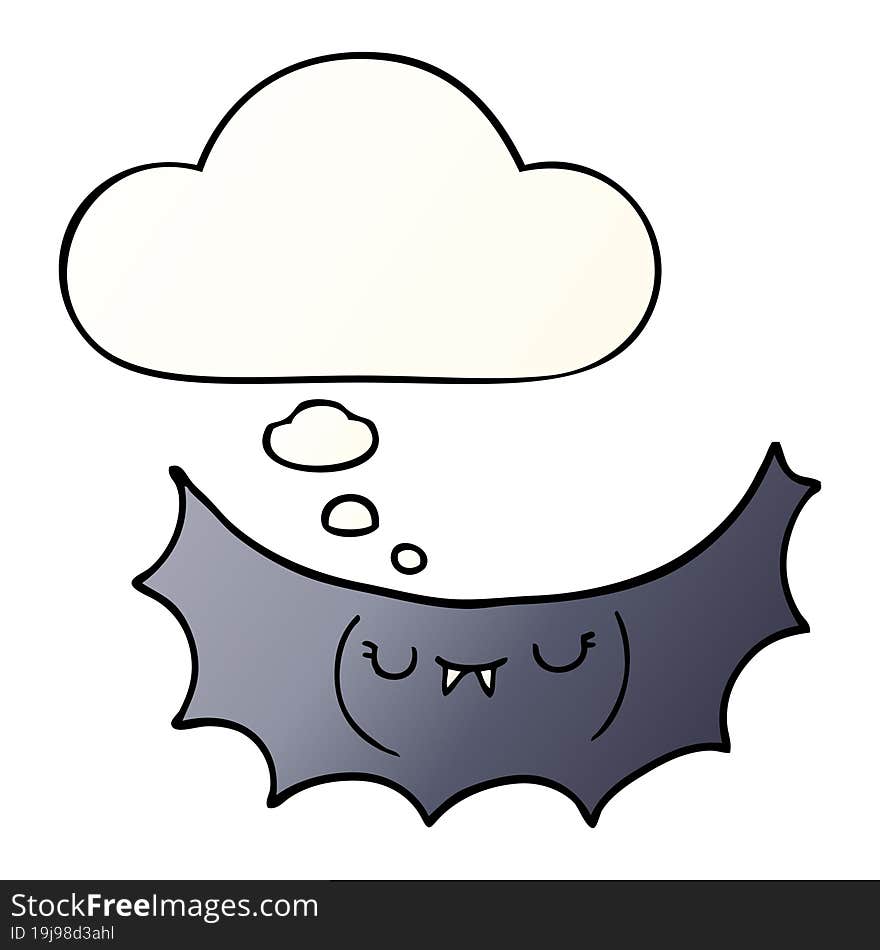 cartoon vampire bat and thought bubble in smooth gradient style