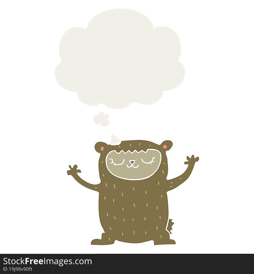 Cute Cartoon Bear And Thought Bubble In Retro Style