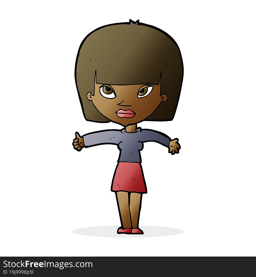 cartoon woman giving thumbs up symbol