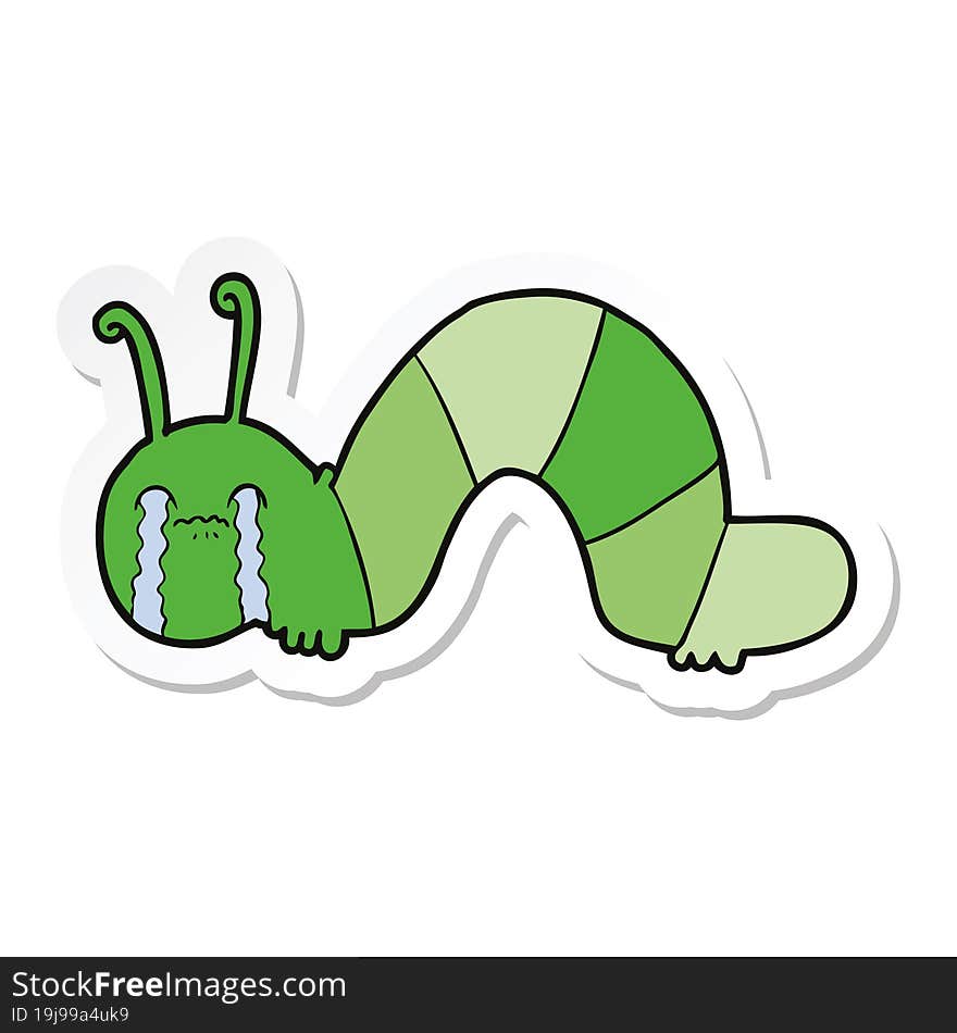 sticker of a cartoon caterpillar obsessing over his regrets