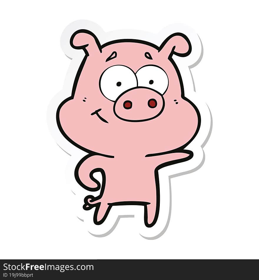 sticker of a cartoon pig pointing