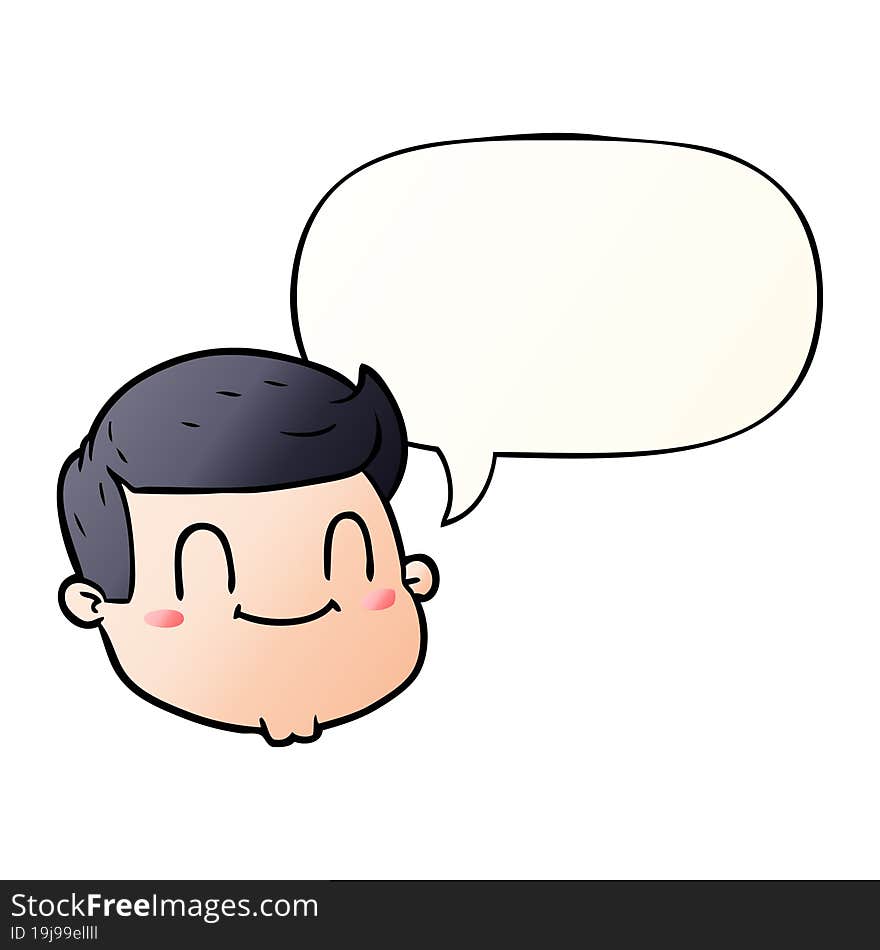 Cartoon Male Face And Speech Bubble In Smooth Gradient Style