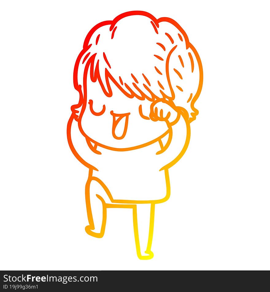 warm gradient line drawing of a cartoon woman talking