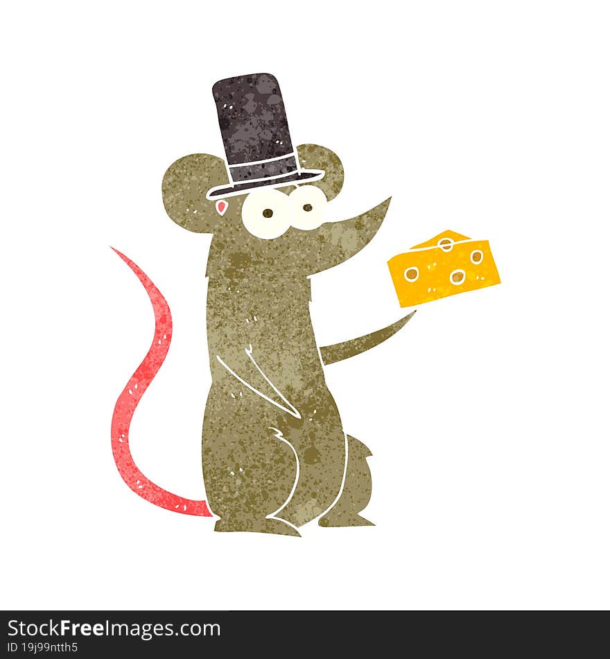 Retro Cartoon Mouse With Cheese