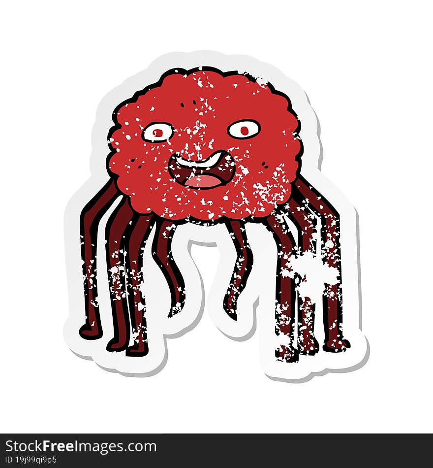 retro distressed sticker of a cartoon spider