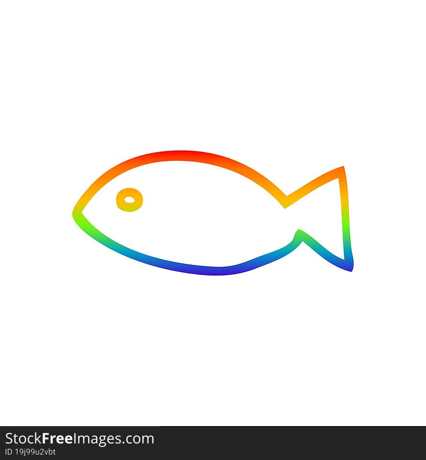 rainbow gradient line drawing cartoon fish symbol