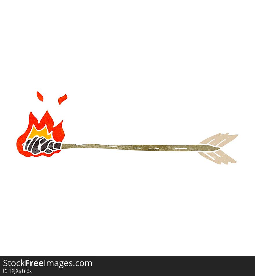 freehand retro cartoon flaming arrow