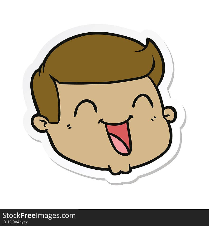 sticker of a happy cartoon male face