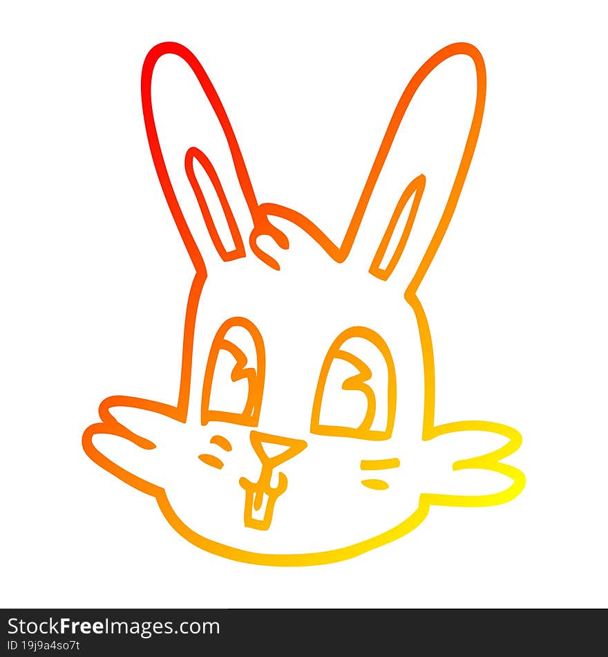 Warm Gradient Line Drawing Cartoon Bunny Face