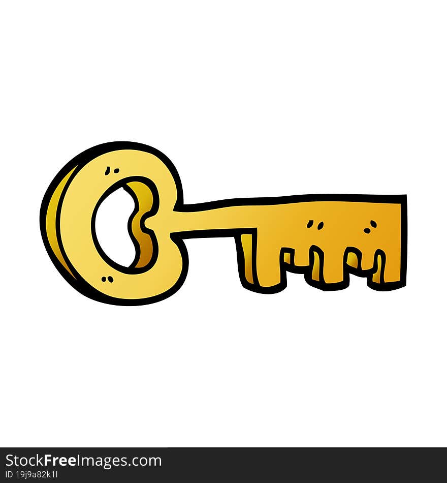 cartoon doodle gold key