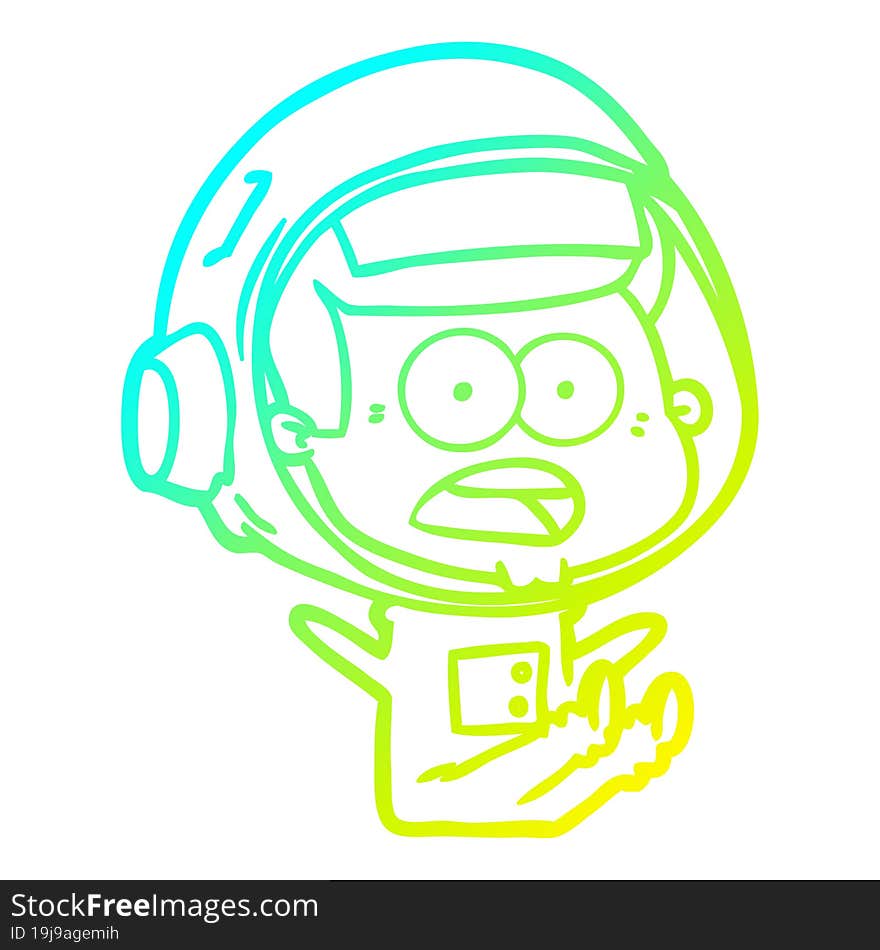 cold gradient line drawing cartoon surprised astronaut