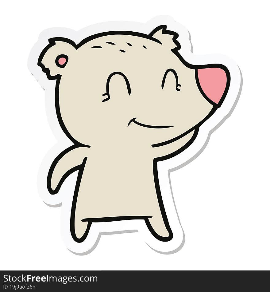 sticker of a smiling bear cartoon