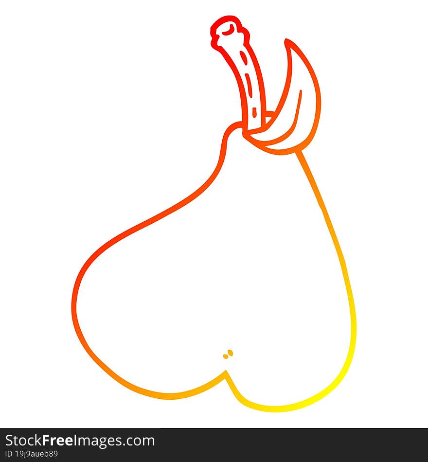 Warm Gradient Line Drawing Cartoon Healthy Pear