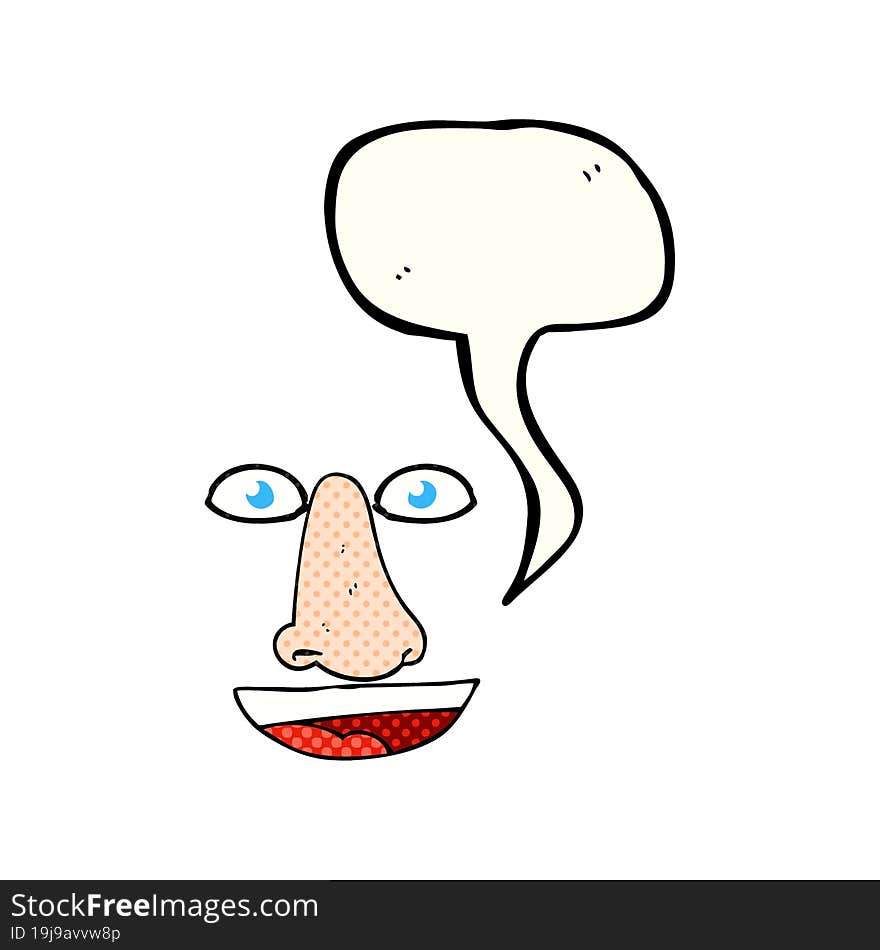 freehand drawn comic book speech bubble cartoon facial features