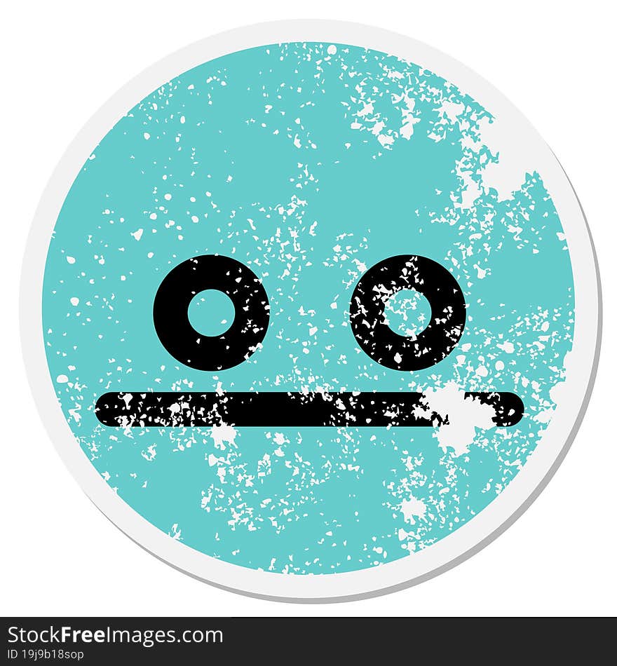 unimpressed blank eye face circular sticker