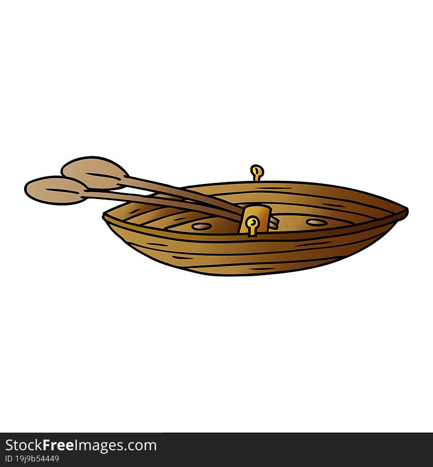 hand drawn gradient cartoon doodle of a wooden boat