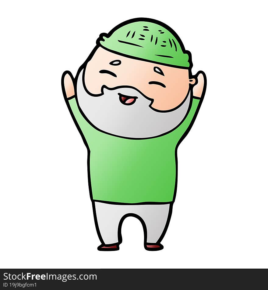 cartoon happy bearded man. cartoon happy bearded man