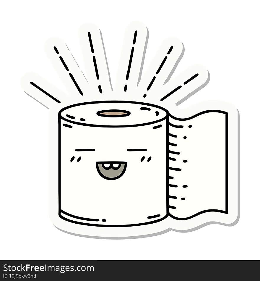 sticker of tattoo style toilet paper character