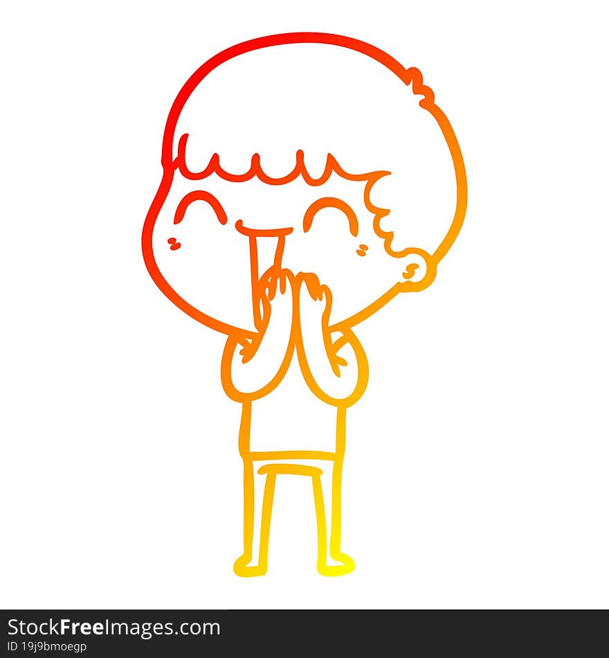 Warm Gradient Line Drawing Cartoon Happy Man